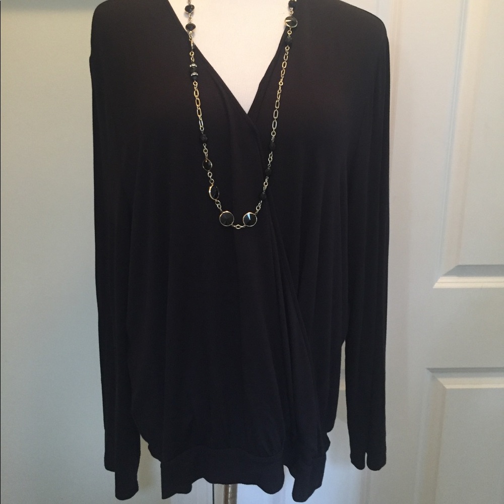 Loft mock wrap long sleeve knit top